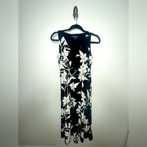 Lauren by Ralph Lauren floral black / cream sleeveless dress size 2